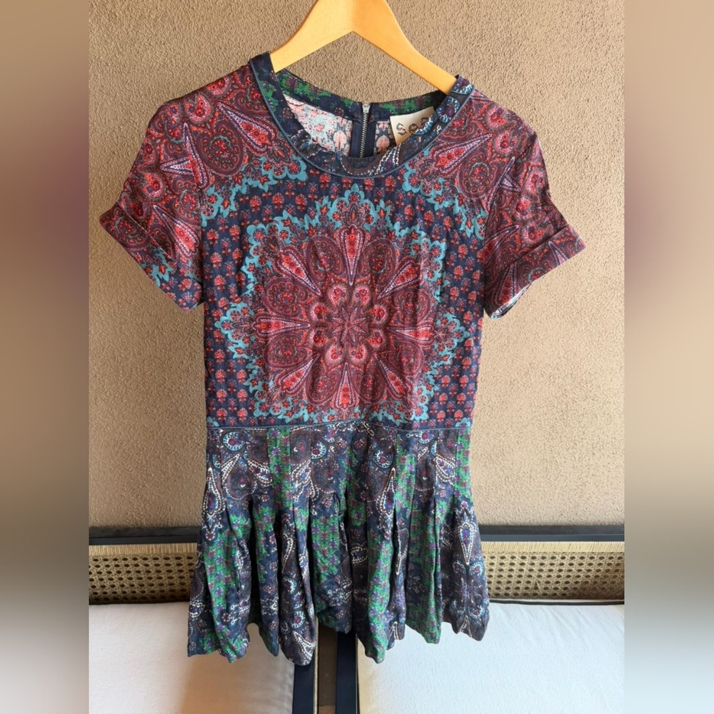 Sea New York Multicolor Paisley Short Sleeve Mini Dress